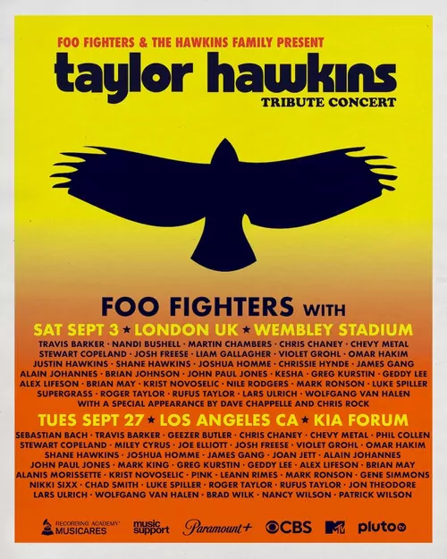 Who is playing on Taylor Hawkins Tribute Concerts?