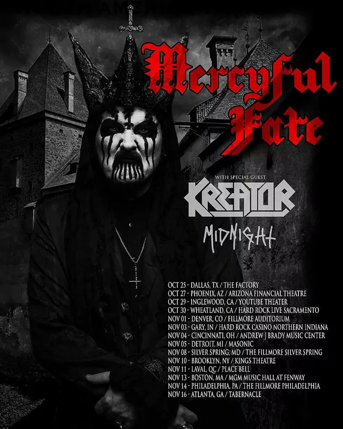 Mercyful Fate 2022 US tour dates with Kreator and Midnight: