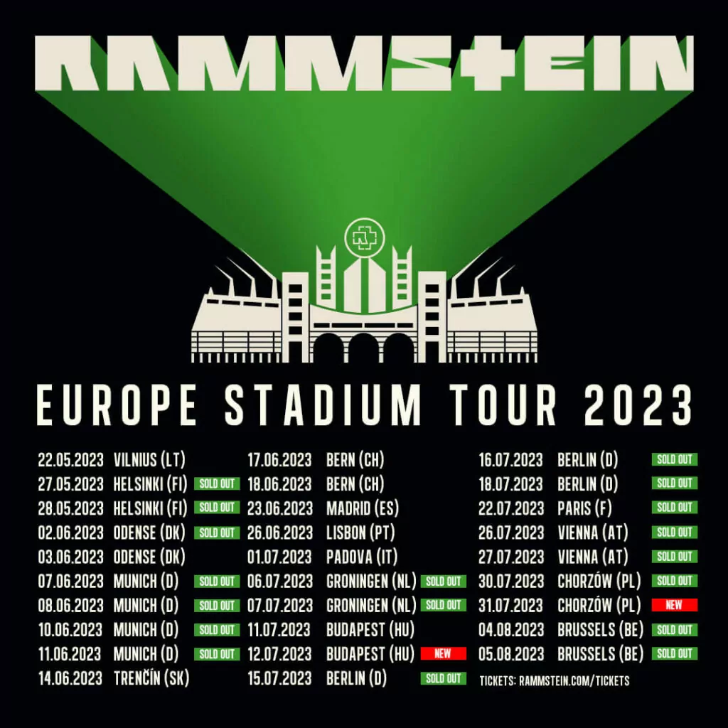 Here are the Rammstein tour dates banned from Viagogo: