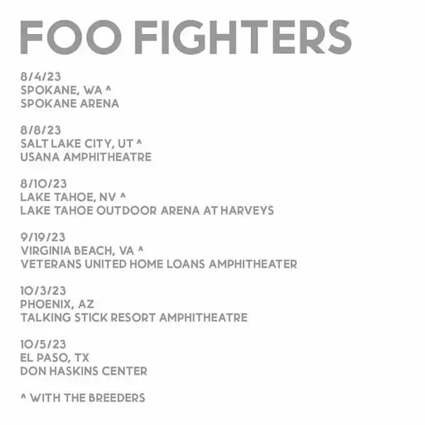 Foo Fighters - US 2023 tour dates